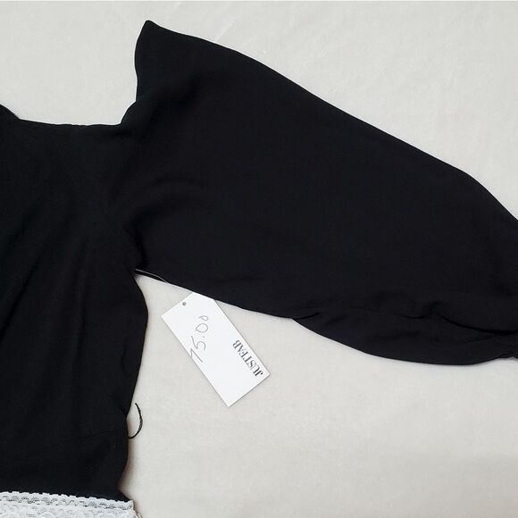 JUSTFAB Black Cold Shoulder Wide Leg Lace Belted Halter Plus Size Jumpsuit 1X - Picture 5 of 13